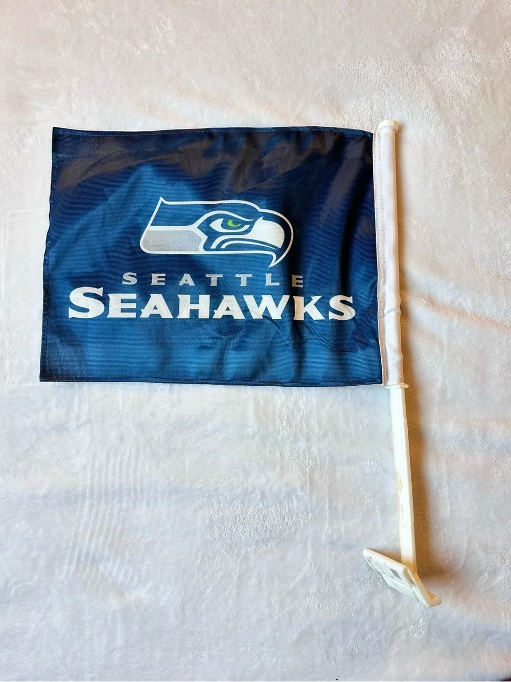 NFL SEATTLE SEAHAWKS Logo Car Flag • Fan Gear Football Memorabilia Decor Blue